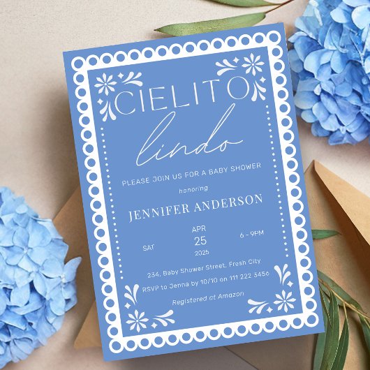 Invitation Cielito Lindo Talavera Baby shower mexicain