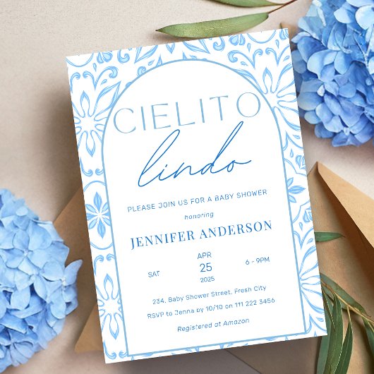 Invitation Cielito Lindo Talavera Baby shower mexicain