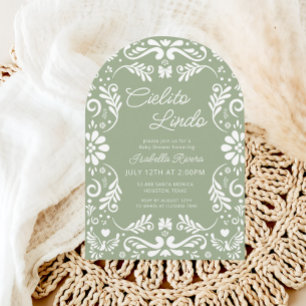 Invitation Cielito Lindo Talavera Baby shower vert mexicain