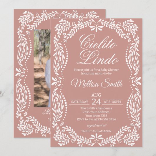 Invitation Cielito Lindo Talavera Mexican Pink Baby Shower (Devant / Derrière)