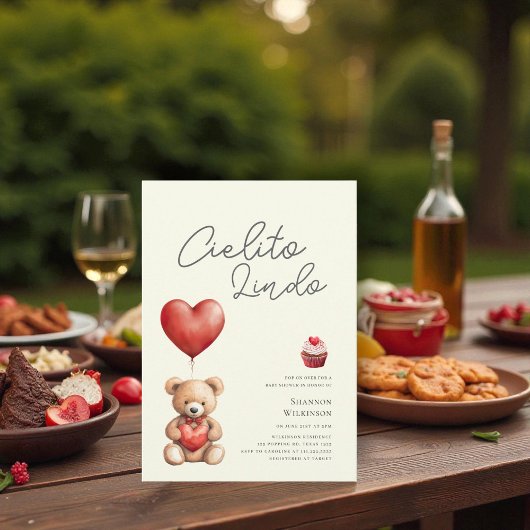 Invitation Cielito Lindo teddy heart baby shower