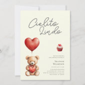 Invitation Cielito Lindo teddy heart baby shower (Devant)