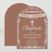 Invitation Cielito Lindo Terracotta Boy Baptism  (Devant / Derrière)