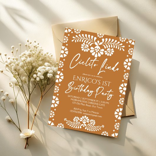Invitation Cielito lindo terracotta fête d'anniversaire mexic