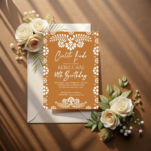 Invitation Cielito lindo terracotta Mexicain 60e anniversaire