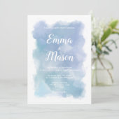 Invitation Ciels d'aquarelle bleu simple (Debout devant)