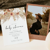 Invitation CIERA Boho Terracotta Baby shower Floral Pampas