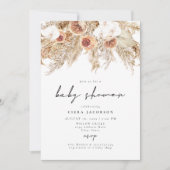 Invitation CIERA Boho Terracotta Baby shower Floral Pampas (Devant)