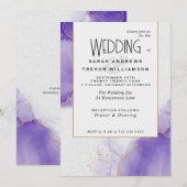 Invitation Cieux abstraits d'améthyste de mariage (Devant / Derrière)