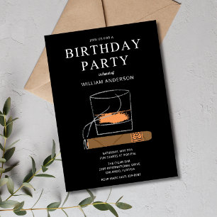 Invitation Cigar et Whisky, fête d'anniversaire