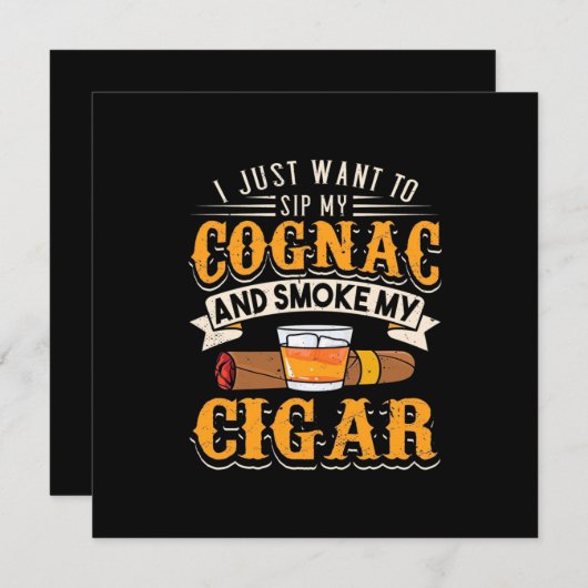 Invitation Cigar Lover | Mon Cognac Et Fumer Mon Cigar (Devant / Derrière)
