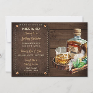 Invitation Cigares Whisky Bourbon Masculin Cuir Bois
