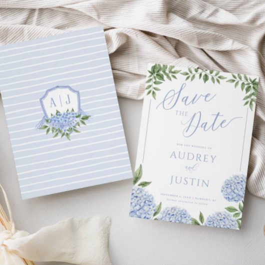 Invitation Cimetière à fleurs d'Hydrangée bleue Enregistrer l