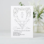 Invitation Cimetière de Monogramme gris victorien mariage (Debout devant)