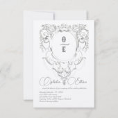 Invitation Cimetière de Monogramme gris victorien mariage (Devant)