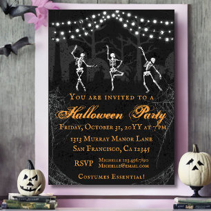Invitation Cimetière de squelettes effrayants fête d'Hallowee