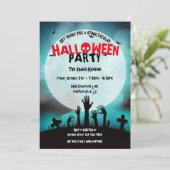 Invitation Cimetière de zombies effrayants pour fête d'Hallow (Debout devant)