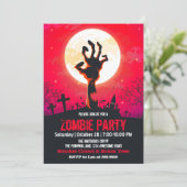 Invitation Cimetière de zombies rouge Halloween (Debout devant)