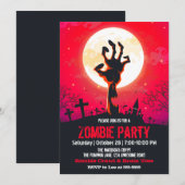 Invitation Cimetière de zombies rouge Halloween (Devant / Derrière)