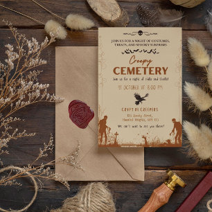 Invitation Cimetière déplaisant Brown avec Accent Noir Fumé