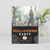 Invitation Cimetière déplaisant et effrayant Halloween noir (Debout devant)