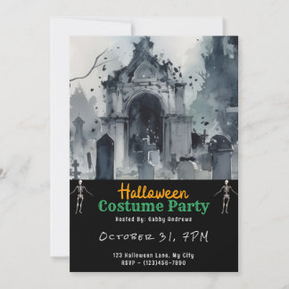 Invitation Cimetière déplaisant Graves Halloween noir