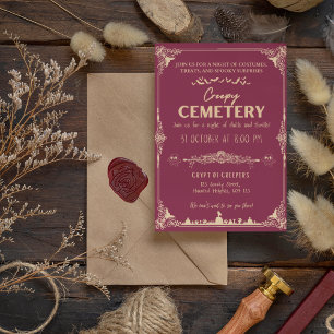 Invitation Cimetière déplaisant Rose foncé avec Orange brun