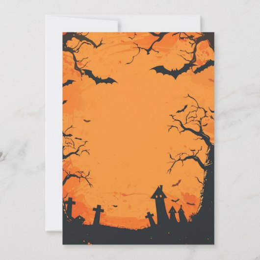 Invitation Cimetière des chauves-souris Orange Halloween Part (Dos)