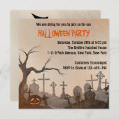 Invitation Cimetière Éffrayant de la fête d'Halloween pour ad (Devant / Derrière)