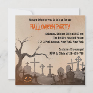 Invitation Cimetière Éffrayant de la fête d'Halloween pour ad