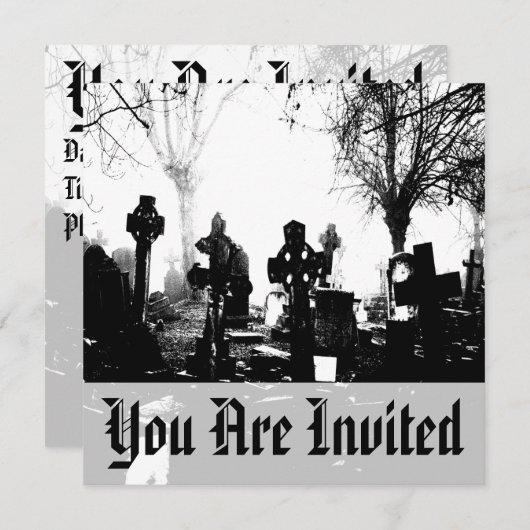 Invitation Cimetière gothique déplaisant (Devant / Derrière)