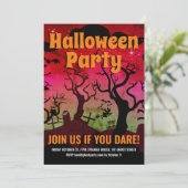 Invitation Cimetière hanté rouge et vert fête d'Halloween (Debout devant)