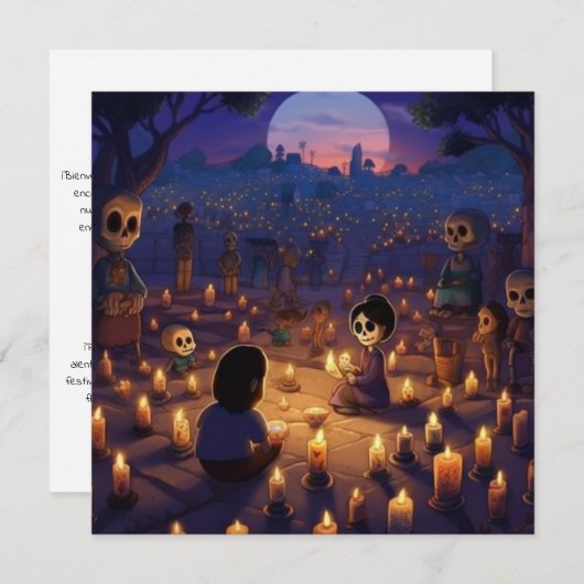 Invitation Cimetière "Marigold Meadows" Jour des Morts (Devant / Derrière)