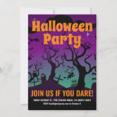 Invitation Cimetière mauve hantée fête d'Halloween (Devant)