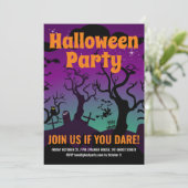 Invitation Cimetière mauve hantée fête d'Halloween (Debout devant)