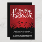 Invitation Cimetière Noir Et Rouge Fête D'Halloween (Devant / Derrière)