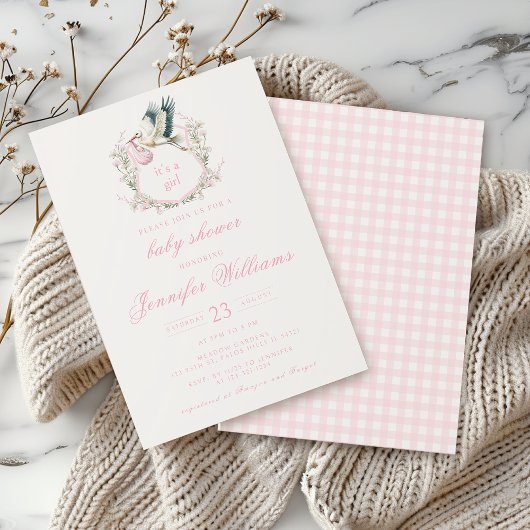 Invitation Cimetière rose mignonne Cimetière bébé Fille Douch