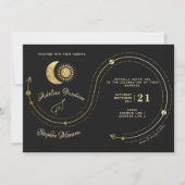 Invitation Cimetière solaire céleste en or noir RSVP QR Code (Devant)