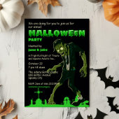Invitation Cimetière Vert Slime Zombie Halloween Parti Adulte