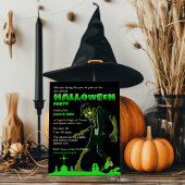 Invitation Cimetière Vert Slime Zombie Halloween Parti Adulte