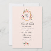 Invitation Cimier avec monogramme floral Enregistrer la date (Devant)