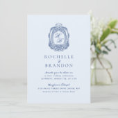 Invitation Cimier baroque Mariage bleu français (Debout devant)