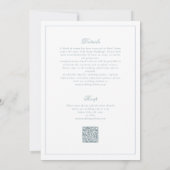 Invitation Cimier bleu Dusty QR RSVP Mariage tout-en-un (Dos)