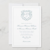 Invitation Cimier bleu foncé Monogramme Mariage élégant (Devant)