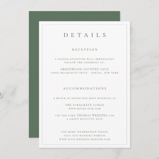 Invitation Cimier Botanique Monogramme Sage Mariage Détails C (Devant / Derrière)