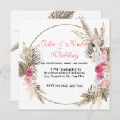 Invitation Cimier de fleurs | Rustic Kraft Circle Floral Mari (Devant / Derrière)