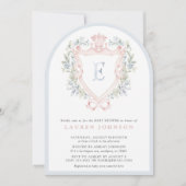 Invitation Cimier de la Couronne Monogramme Baby shower bleu (Devant)