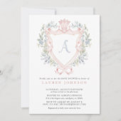 Invitation Cimier de la Couronne Monogramme Baby shower bleu  (Devant)