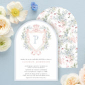 Invitation Cimier de la Couronne Monogramme Baby shower bleu