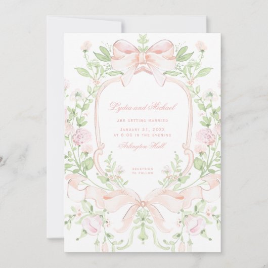 Invitation Cimier doux avec des vaches Mariages roses blanche (Devant)